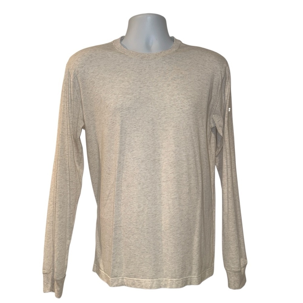 Fabletics Long Sleeve Tee Men’s XS – Oatmeal Heather Soft Stretch Crewn